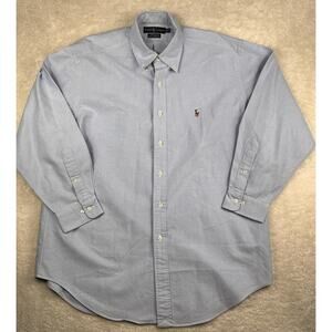 Ralph Lauren Shirt Mens 16 1/2-33 Light Blue Yarmouth Oxford VTG 90s Flesh Pony